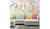 Origin Murals patterned leaves wall mural olive blush, UK version