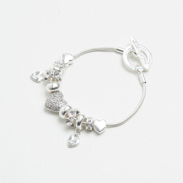Lipsy crystal heart charm bracelet (British brand)