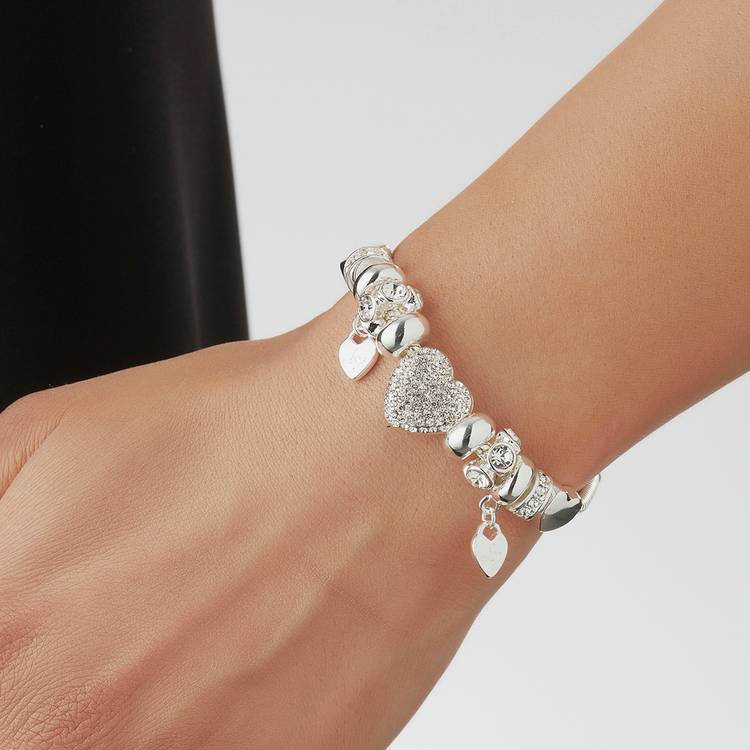 Lipsy crystal heart charm bracelet (British brand)