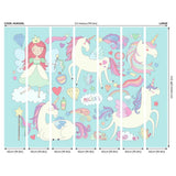 Origin Murals Princess Unicorn Blue wall mural, UK version