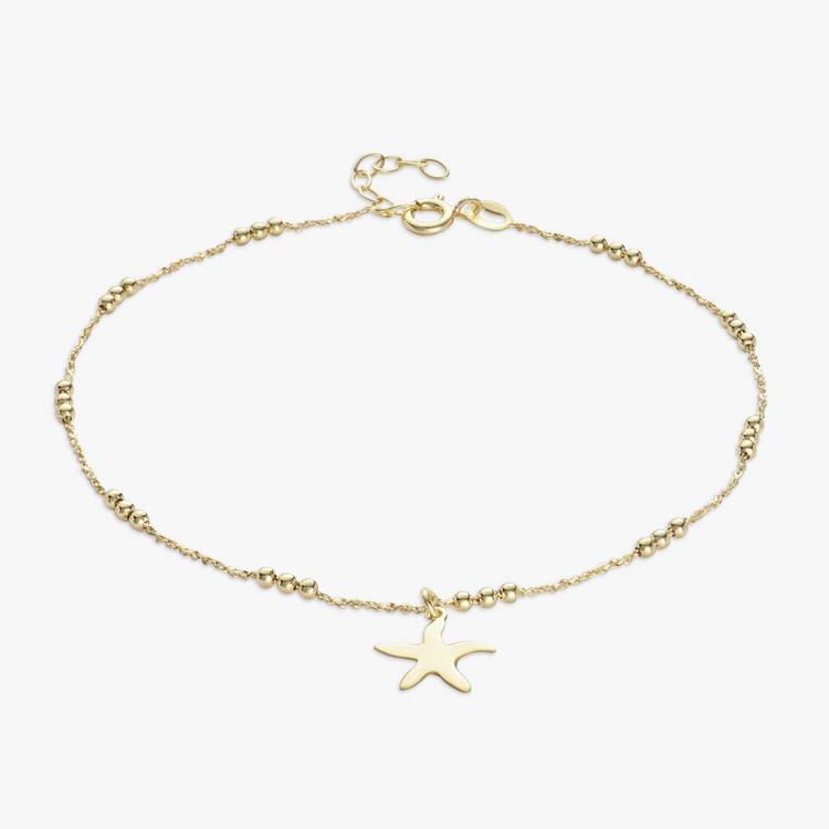 Revere 9ct gold plated starfish anklet 25.5cm (British brand)
