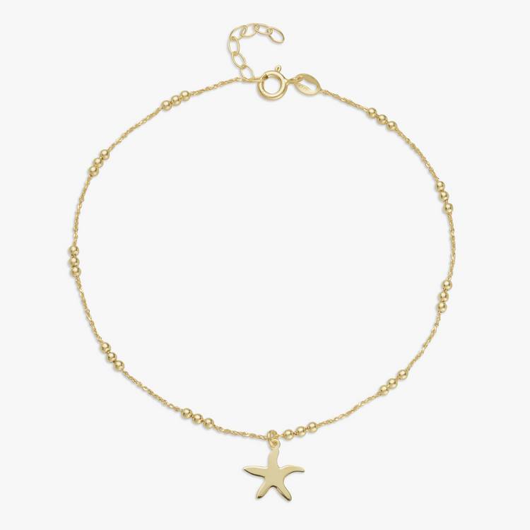 Revere 9ct gold plated starfish anklet 25.5cm (British brand)