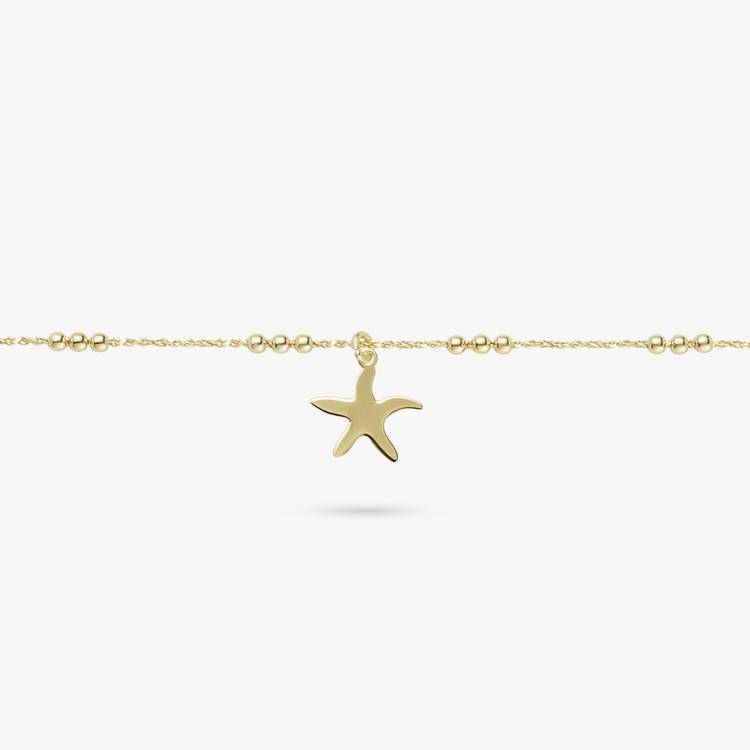 Revere 9ct gold plated starfish anklet 25.5cm (British brand)