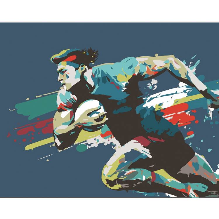 Origin Murals rugby player wall mural in blue - British product