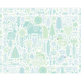 Origin Murals Scandi Forest Animal wall mural, teal blue - UK version