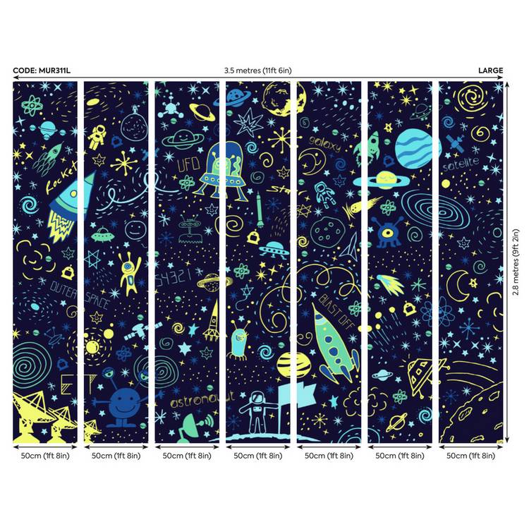 Origin Murals Space Doodle wall mural, imported from the UK