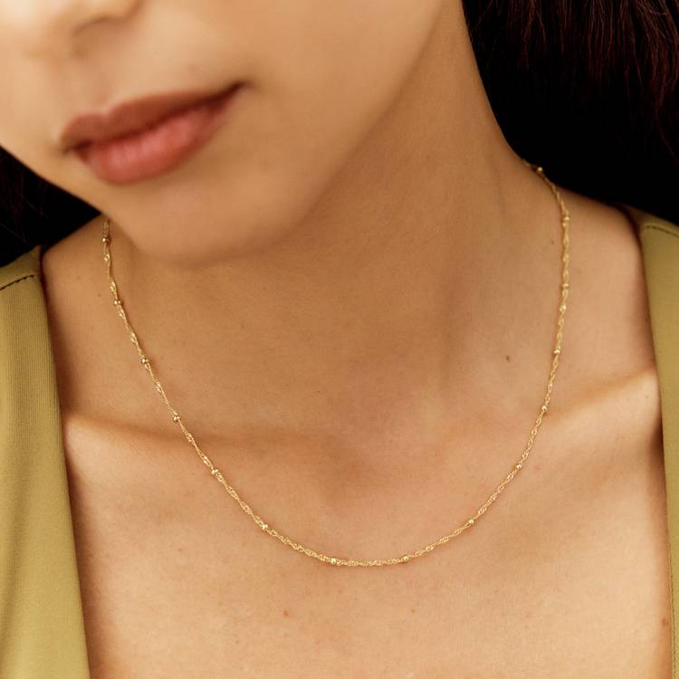 Revere 9ct gold plated Singapore necklace 46cm, imported from the UK