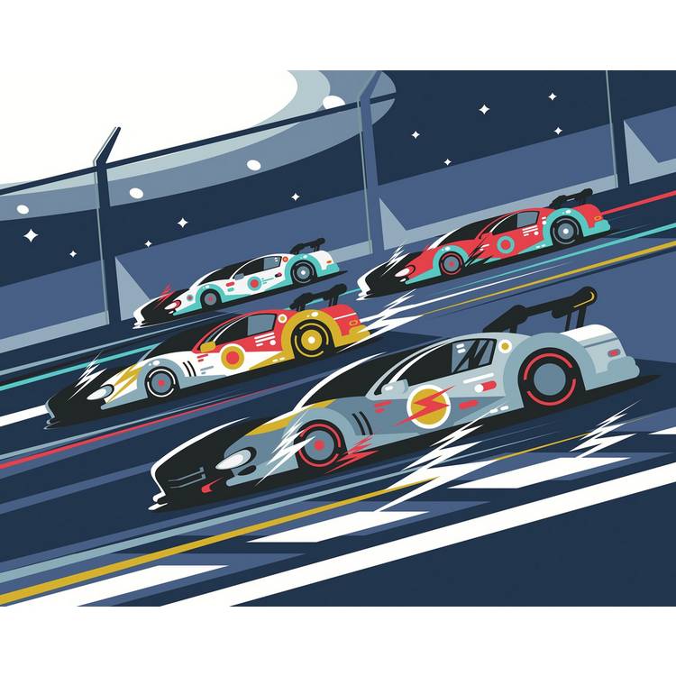 Origin Murals sports cars navy blue wall mural (British brand)