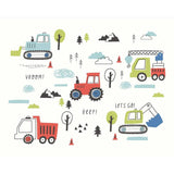 Origin Murals tractor diggers red wall mural, UK version