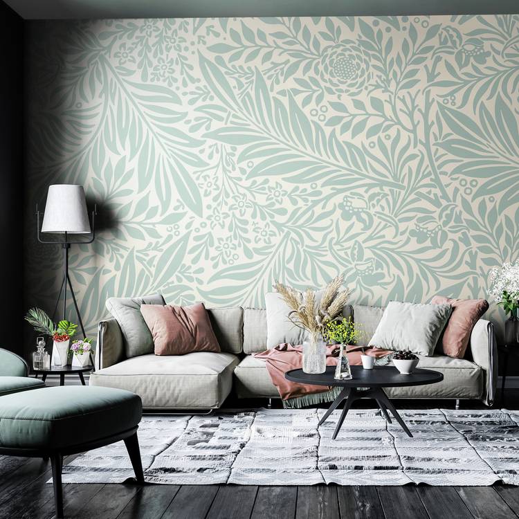 Origin Murals Trailing Ferns Duck Egg wall mural roll, UK version