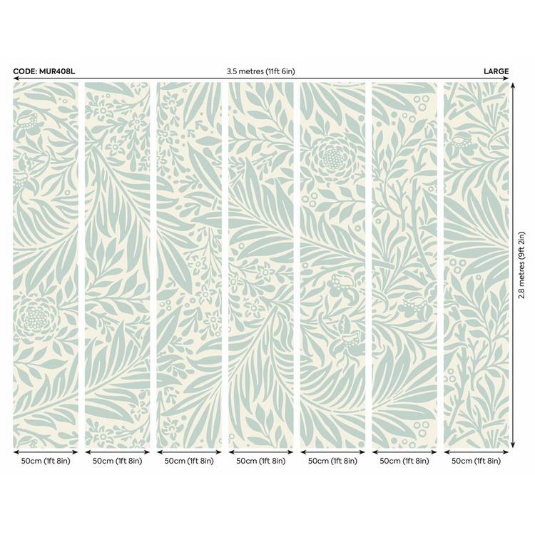 Origin Murals Trailing Ferns Duck Egg wall mural roll, UK version