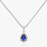 Revere sterling silver sapphire pendant necklace with 18 inch chain, imported from the UK