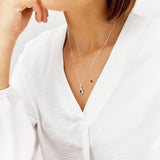 Revere sterling silver sapphire pendant necklace with 18 inch chain, imported from the UK