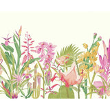 Origin Murals tropical foliage rose pink wall mural, imported from the UK