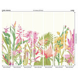 Origin Murals tropical foliage rose pink wall mural, imported from the UK