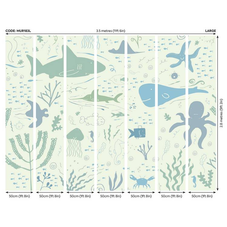 Origin Murals underwater adventure seafoam wall mural - British product