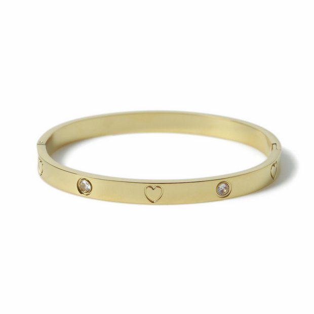 Freedom gold tone heart crystal bangle, imported from the UK