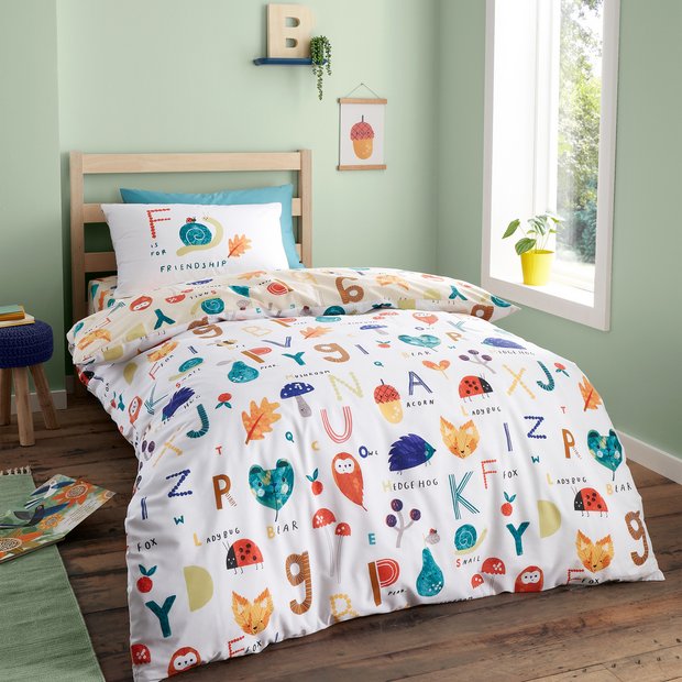 RHS Woodland Alphabet bedding set single - British product