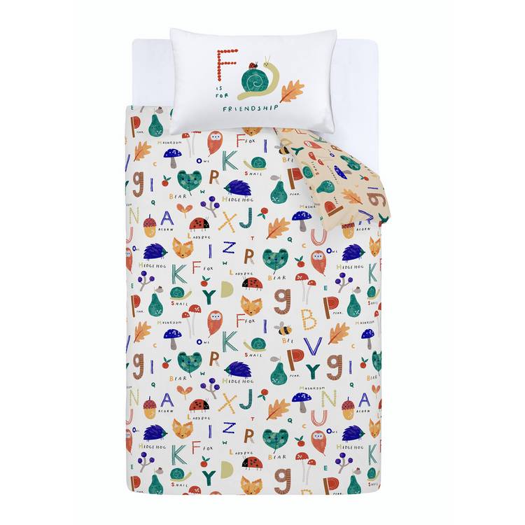 RHS Woodland Alphabet bedding set single - British product