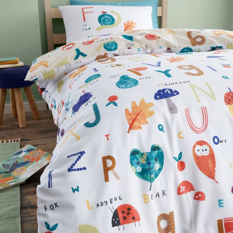 RHS Woodland Alphabet bedding set single - British product