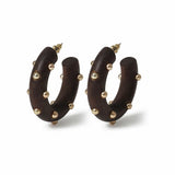 Freedom studded hoop earrings brown 30mm, UK version