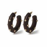 Freedom studded hoop earrings brown 30mm, UK version