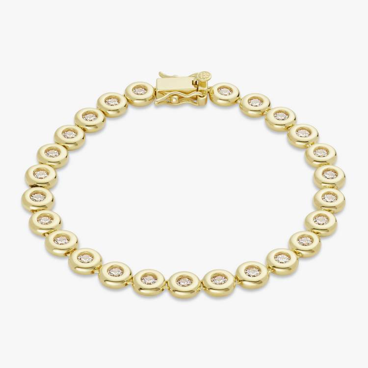 Revere 9ct gold plated CZ tennis bracelet 7.5 inch, imported from the UK