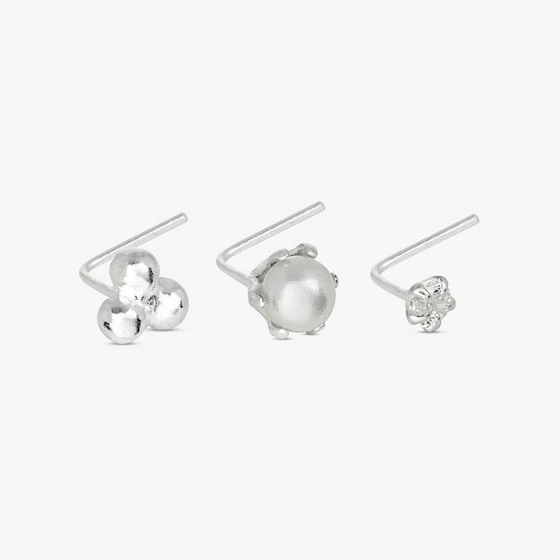 Revere nose stud set of 3 sterling silver (British brand)