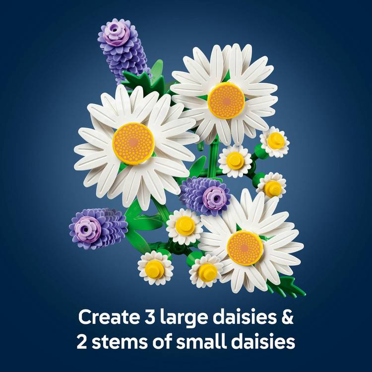 LEGO Botanicals Daisies artificial flower building set 133 pieces (British brand)