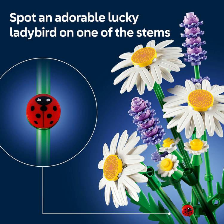 LEGO Botanicals Daisies artificial flower building set 133 pieces (British brand)