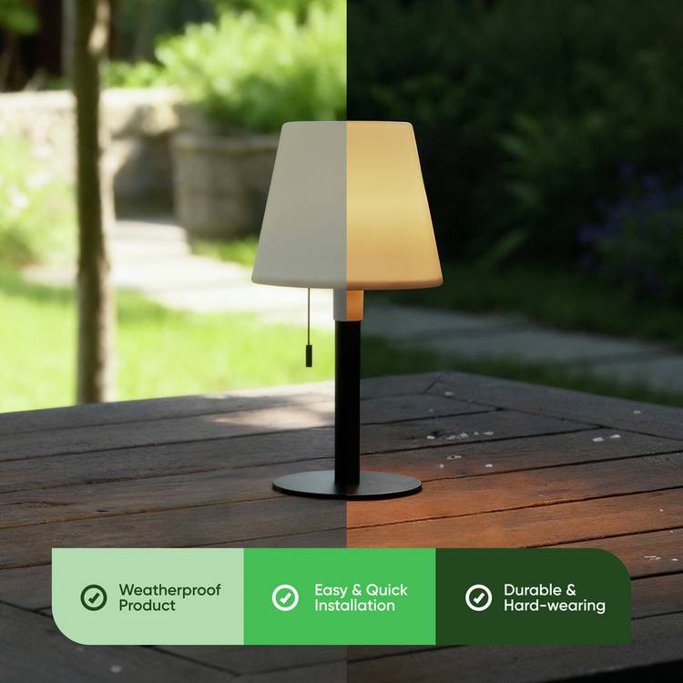 Streetwize white solar table lamp 26cm tall - British product