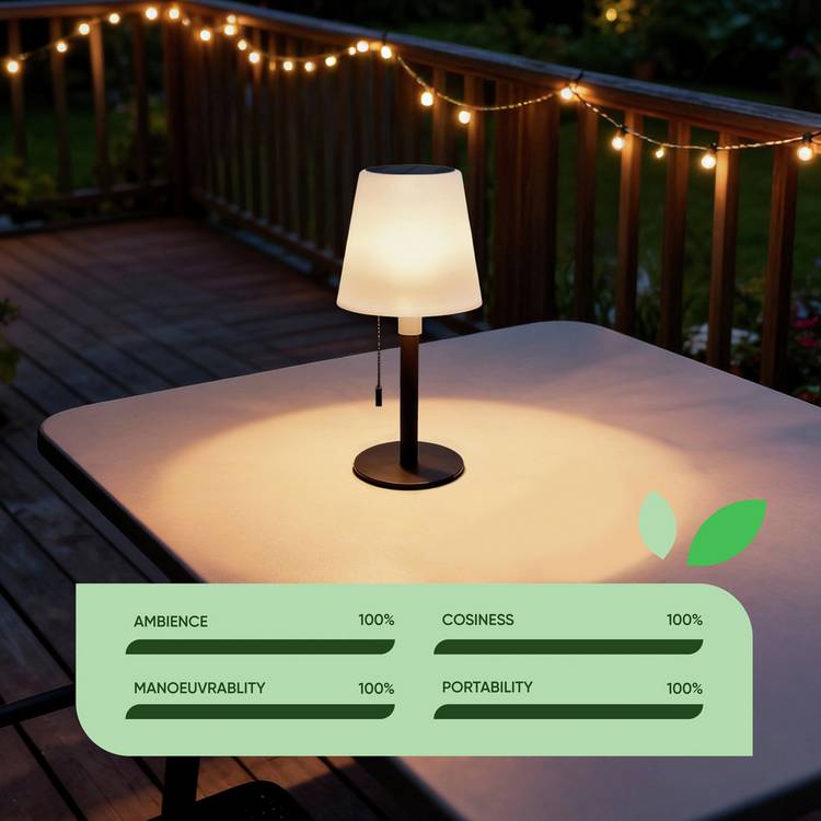 Streetwize white solar table lamp 26cm tall - British product