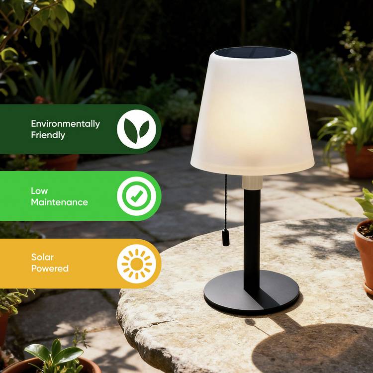 Streetwize white solar table lamp 26cm tall - British product