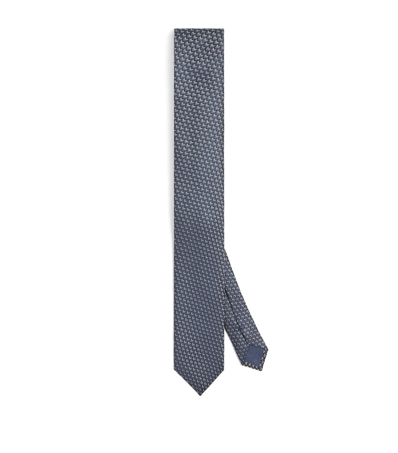 Giorgio Armani silk herringbone tie 7cm, UK version