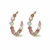 Freedom multi gem stone hoop earrings 40mm drop (British brand)