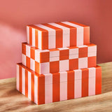 Argos Habitat Brights Checkered Set of 3 Trinket Boxes Pink & Red- Buy online at McGrocer