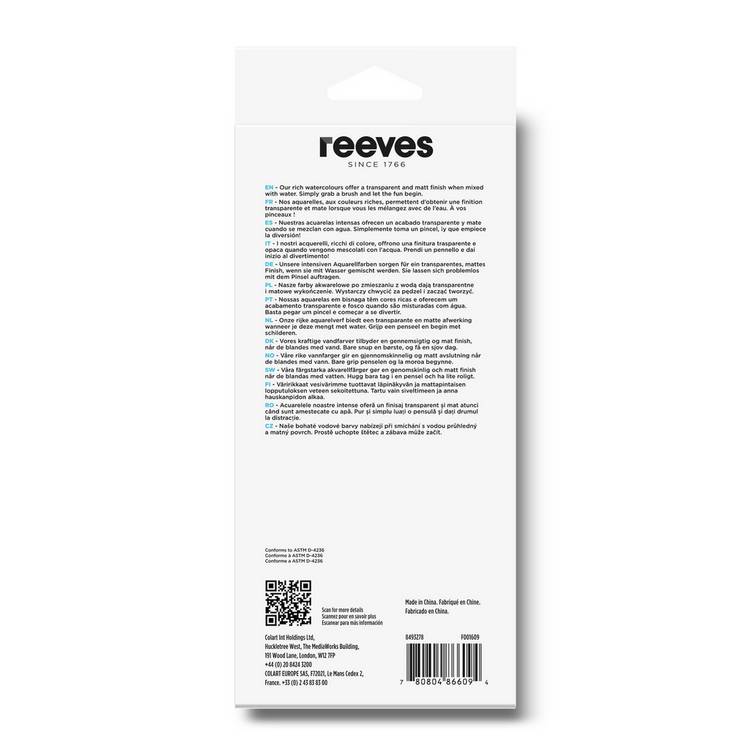 Reeves watercolour 12 colour tube set, UK version