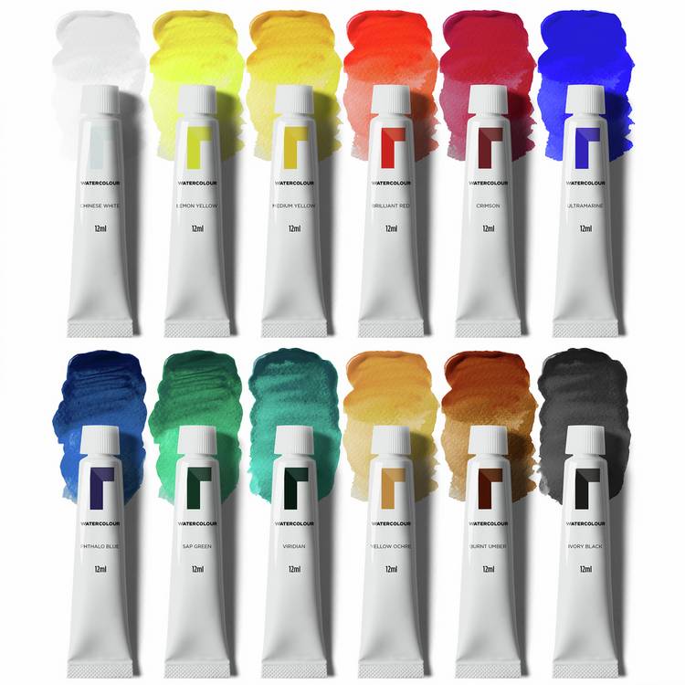 Reeves watercolour 12 colour tube set, UK version