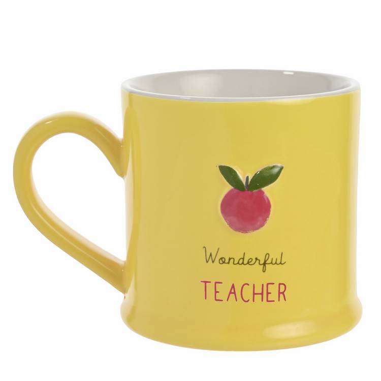Widdop Love Life yellow ceramic mug with teacher design - British product