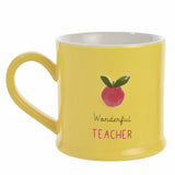 Widdop Love Life yellow ceramic mug with teacher design - British product