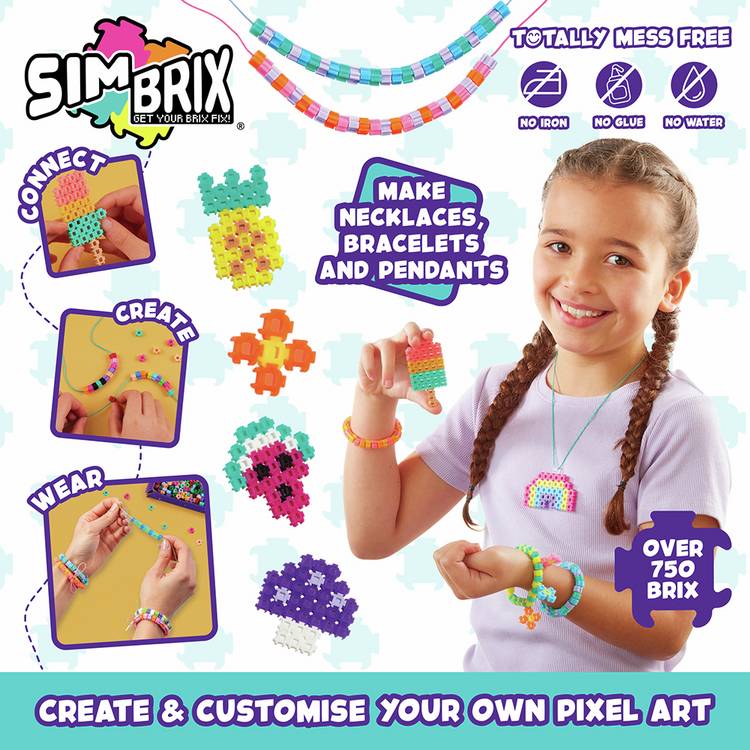 Simbrix Pixel Art Jewellery Set craft kit, UK version