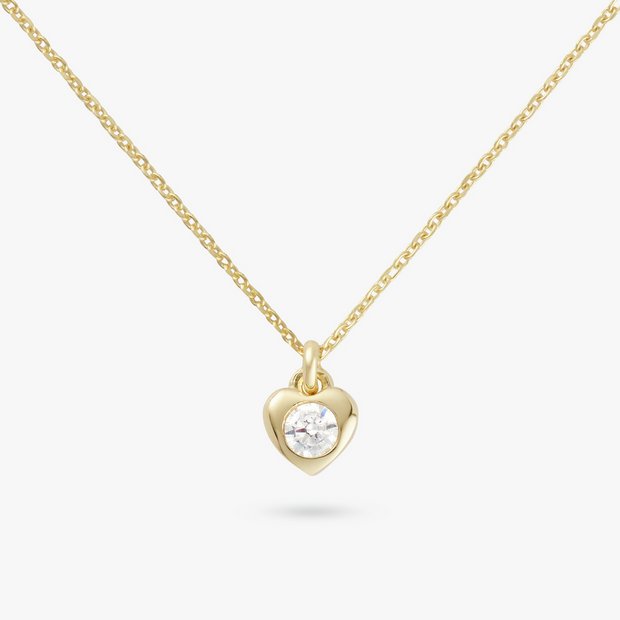 Revere 9ct gold plated heart pendant necklace 46cm chain, UK version