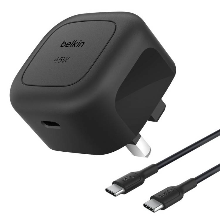 Belkin 45W USB-C slimline wall charger with cable, UK version