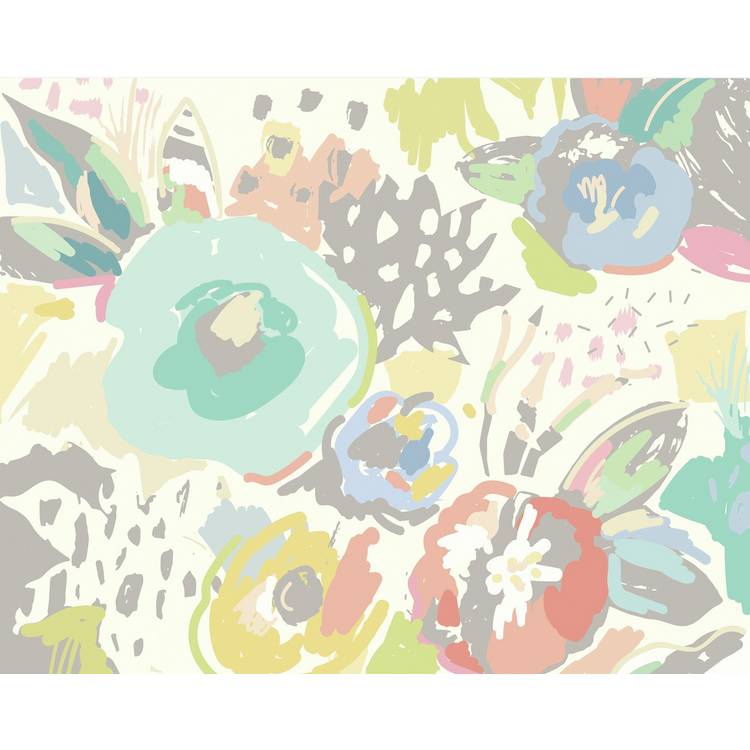 Origin Murals abstract floral pastel blue wall mural, imported from the UK