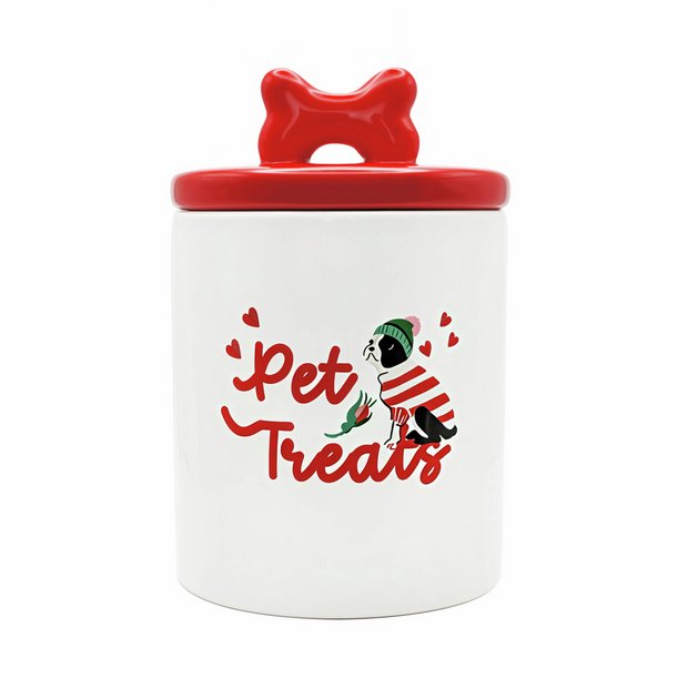 Cath Kidston ceramic pet treat jar hearts and roses design (British brand)