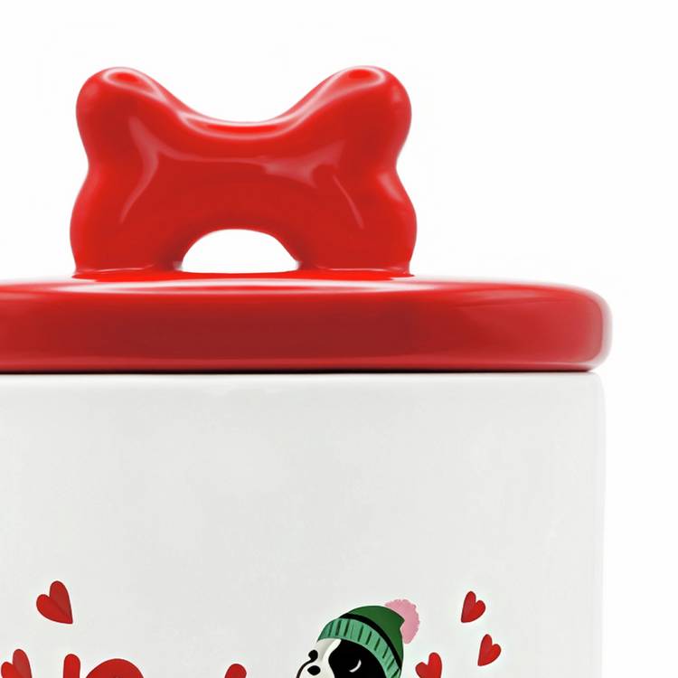 Cath Kidston ceramic pet treat jar hearts and roses design (British brand)