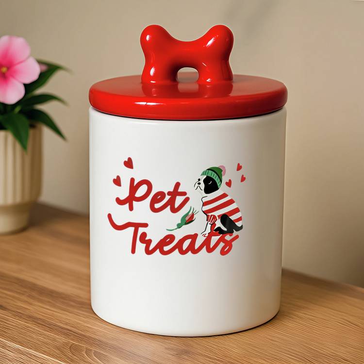 Cath Kidston ceramic pet treat jar hearts and roses design (British brand)