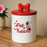 Cath Kidston ceramic pet treat jar hearts and roses design (British brand)