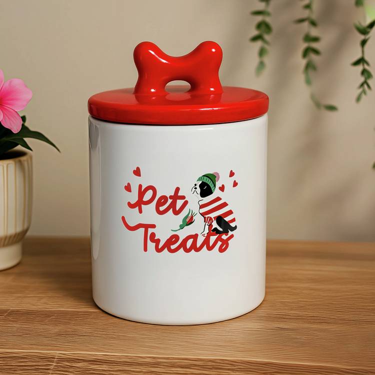 Cath Kidston ceramic pet treat jar hearts and roses design (British brand)