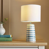 Argos Argos Home Painted Stripe Ceramic Table Lamp - White & Blue- Buy online at McGrocer